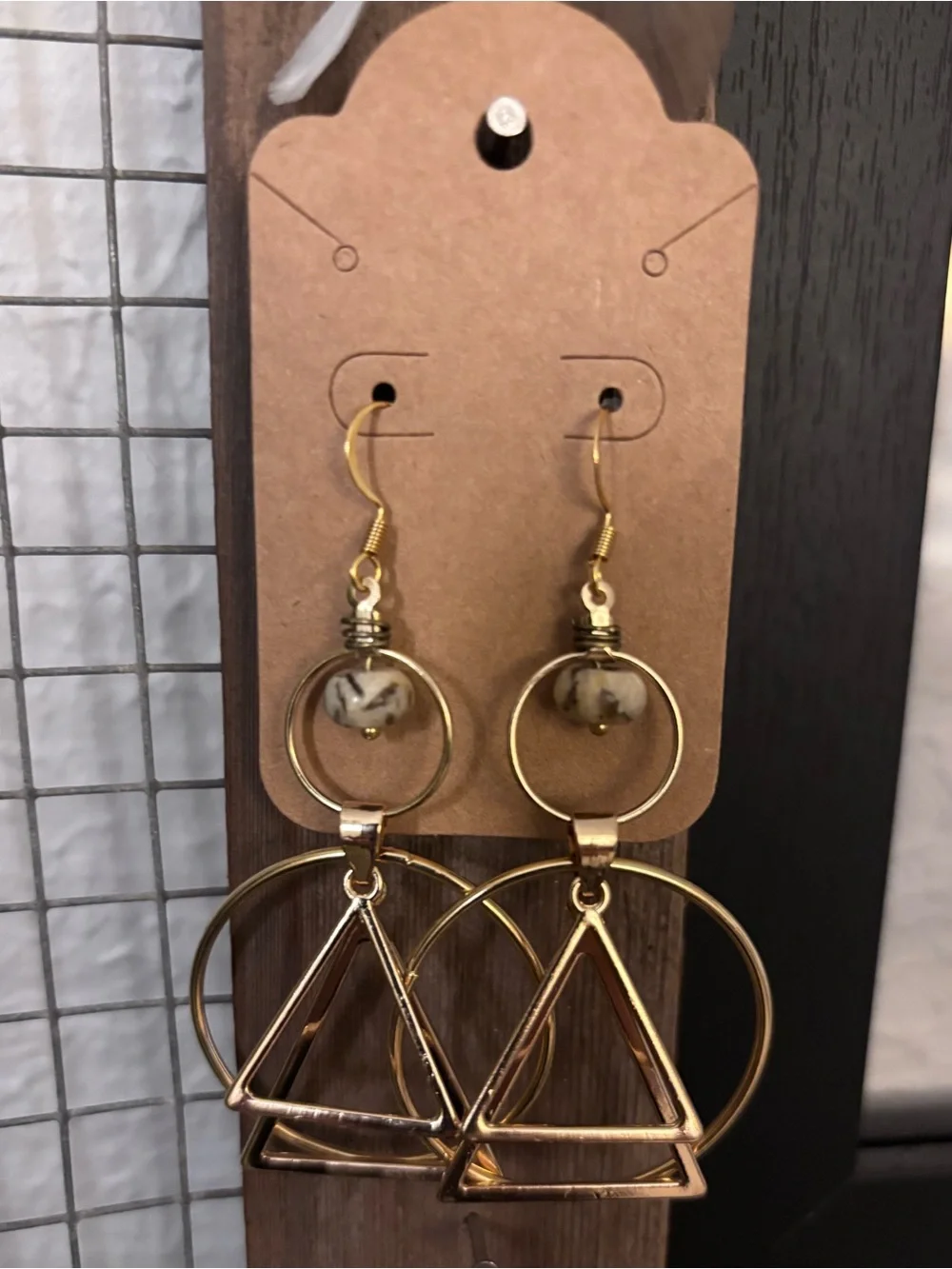 Gold Geometric Triangle & Hoop Drop Earrings
